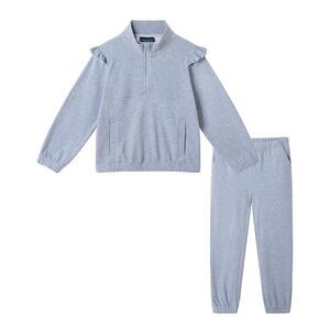 Andy & Evan Girls  1/4-Zip Sweatshirt Set, Blue
